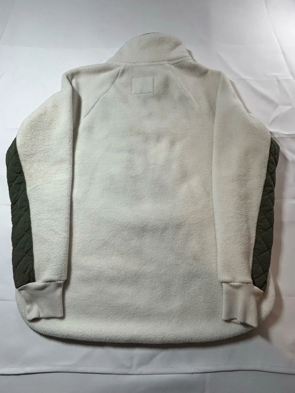 Abercrombie & Fitch Cream Sherpa Fleece with Olive Trim - Picture 7 of 15